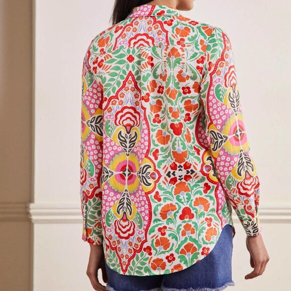 Boden linen floral shirt 4P 4 petite - Picture 4 of 16